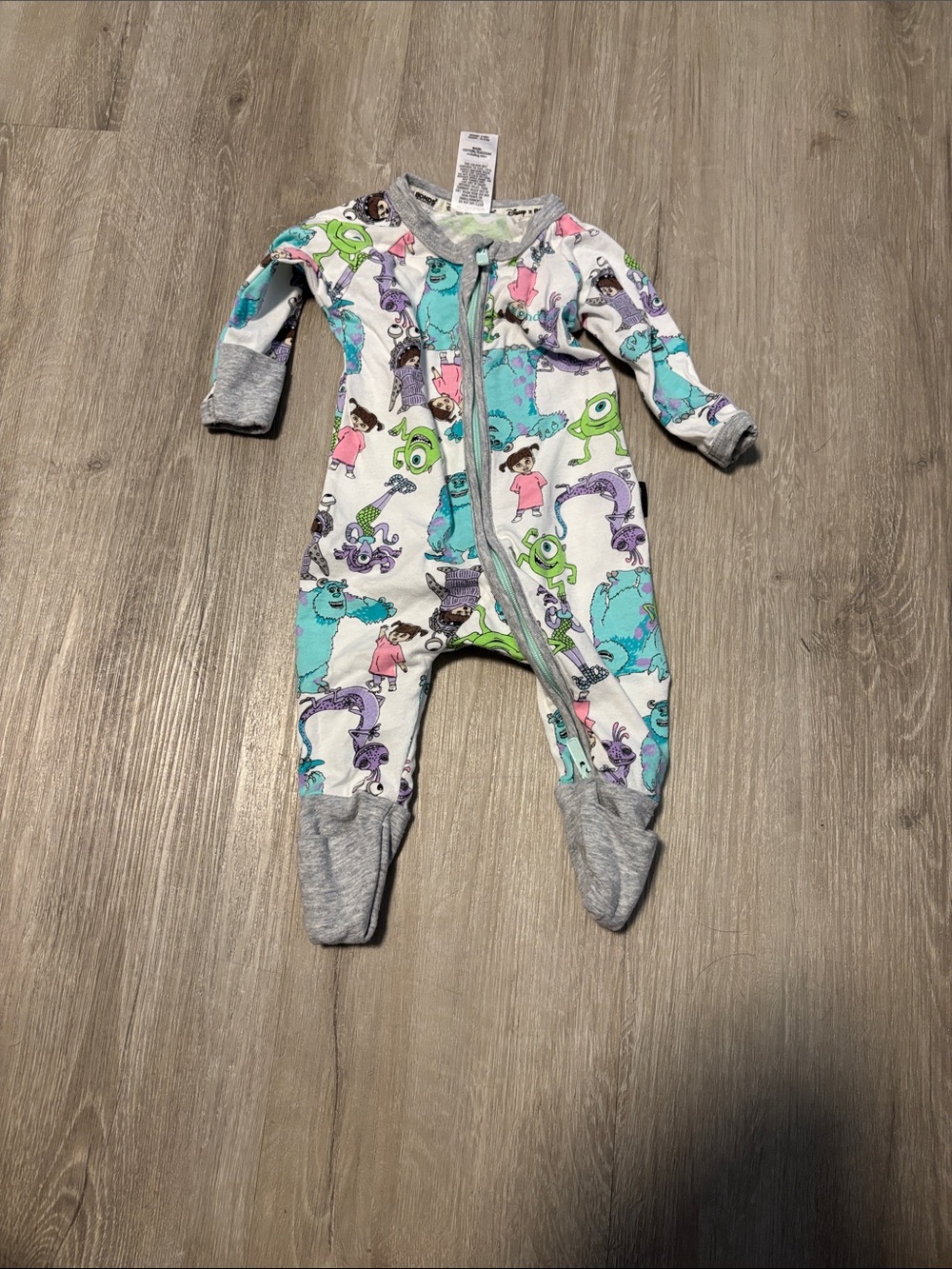 Bonds Monsters Print Footed One-Piece Pajamas - Gray & Multicolor